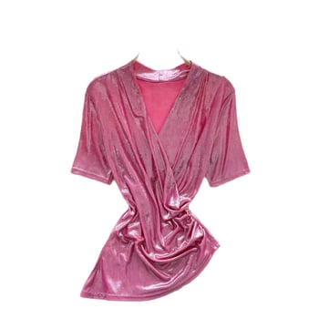 Női blúz V-nyakkal, rövid ujjú, szabványos szabású, poliészter, egyszínű