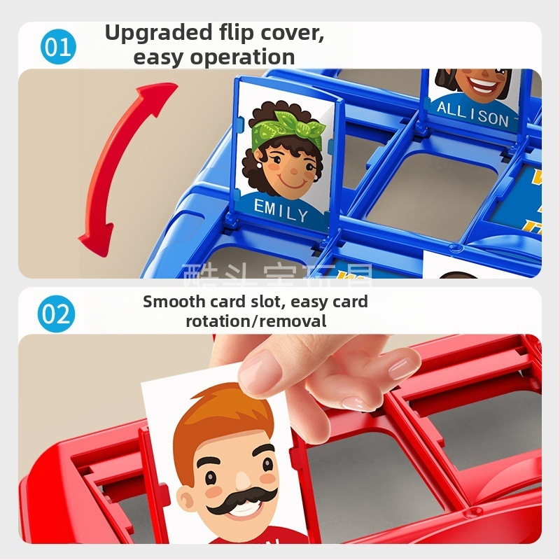 Gyerekeknek szóló kártyás társasjáték, két játékos számára, műanyag elemek, 4–6 éveseknek, fejleszti a kéz-szemt koordinációját, érzékelést és a szülő–gyermek interakciót