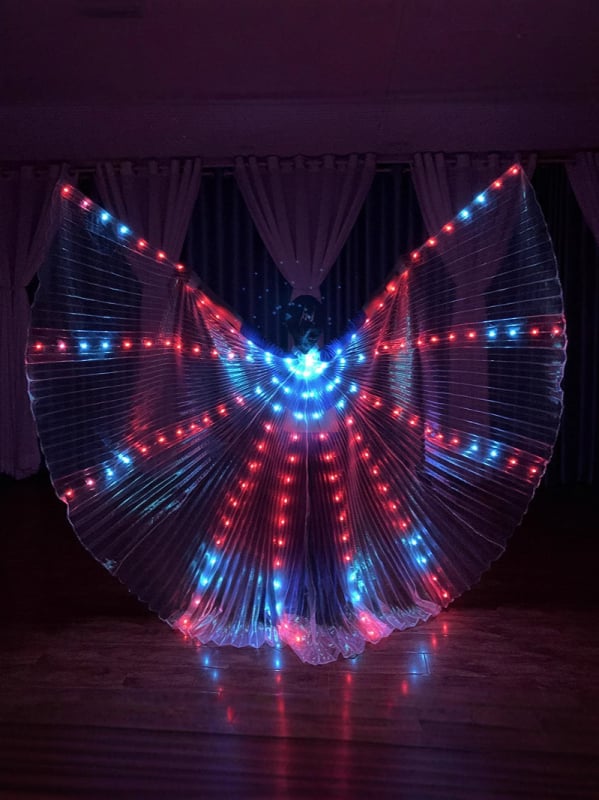 LED világító szárnyak hastánchoz – színváltó szárnyak, poliészter, márka excellent nuclear, gyártói eredet, 2022 nyár