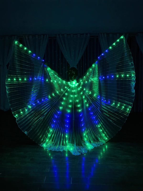 LED világító szárnyak hastánchoz – színváltó szárnyak, poliészter, márka excellent nuclear, gyártói eredet, 2022 nyár