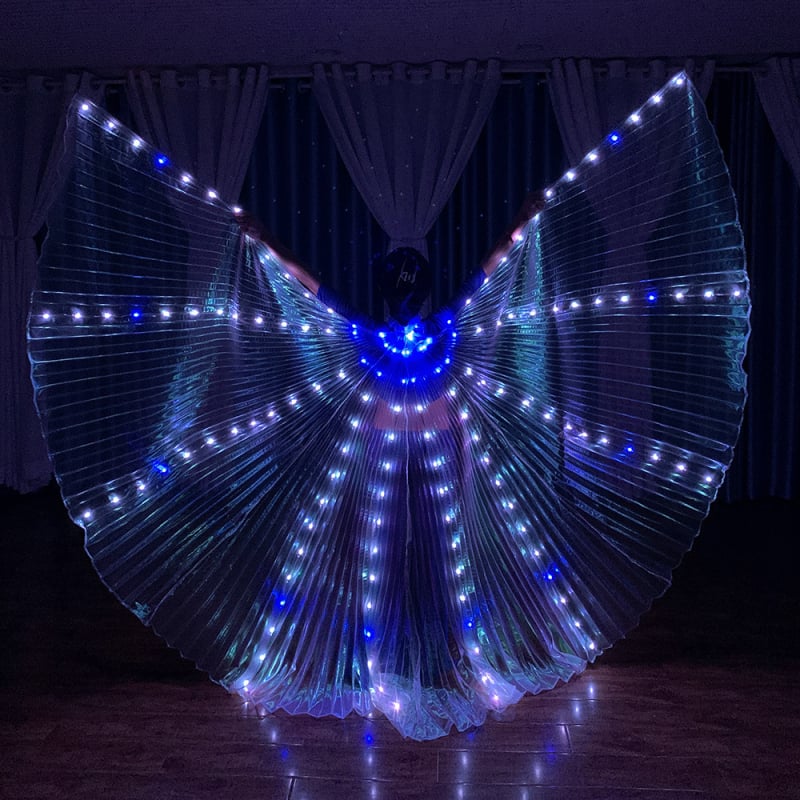 LED világító szárnyak hastánchoz – színváltó szárnyak, poliészter, márka excellent nuclear, gyártói eredet, 2022 nyár