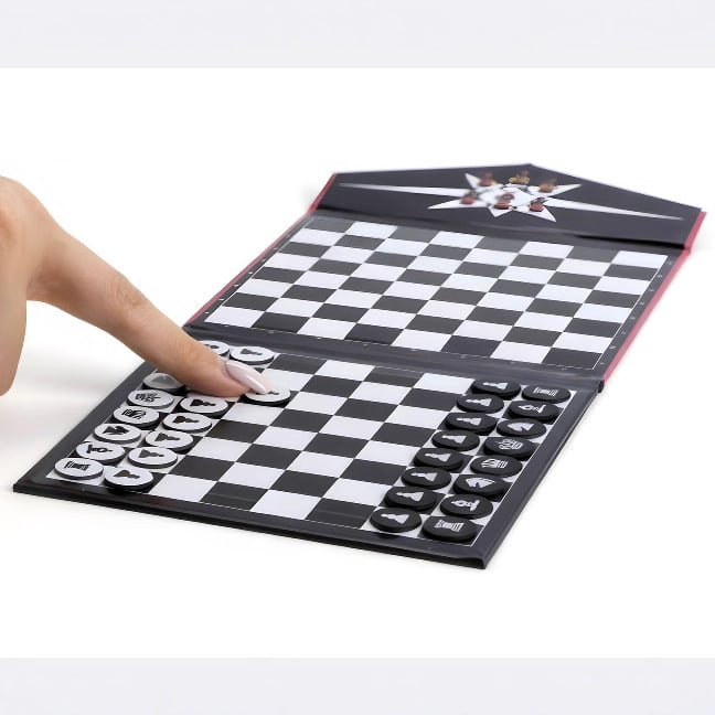 Aia mágneses hajtogatható sakk-könyv utazó kiadás — asztali sakkjáték, papír anyag, blister csomagolás, 7–14 éveseknek