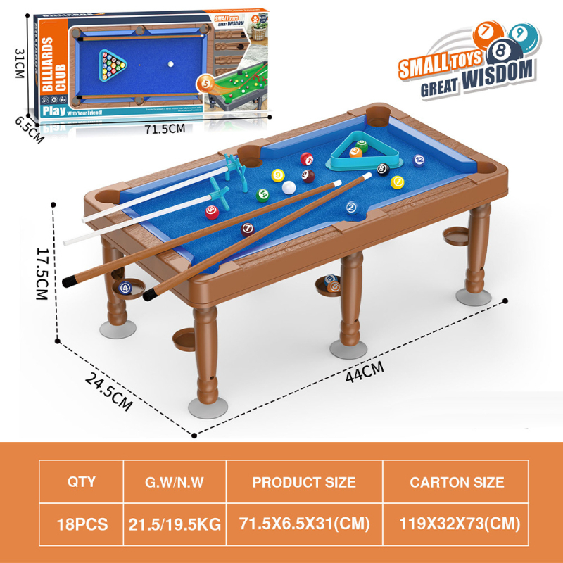 Hat az egyben gyerekek asztali játékok készlet: biliárd, társasjátékok, kosár és futball — beltéri használatra, műanyag kivitel, fejleszti a kéz-szem koordinációt, 4–6 éveseknek