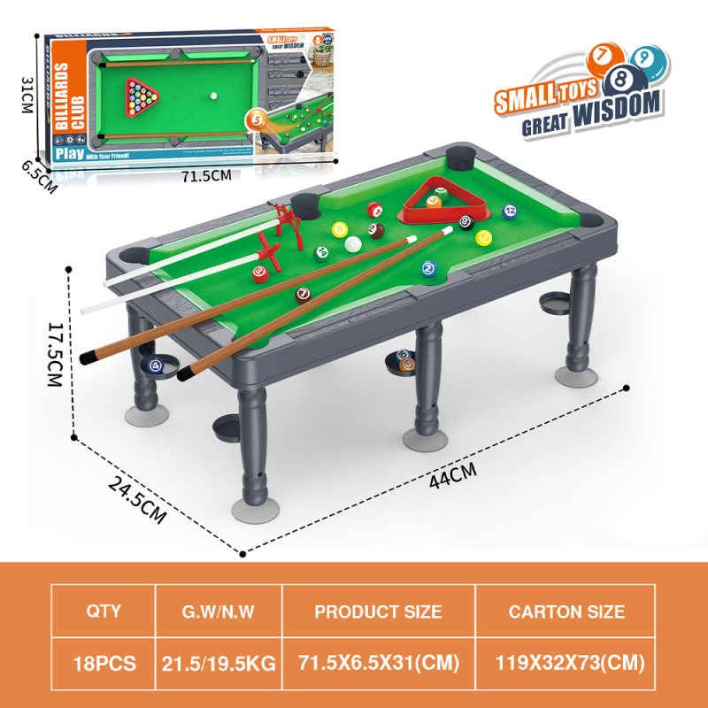 Hat az egyben gyerekek asztali játékok készlet: biliárd, társasjátékok, kosár és futball — beltéri használatra, műanyag kivitel, fejleszti a kéz-szem koordinációt, 4–6 éveseknek