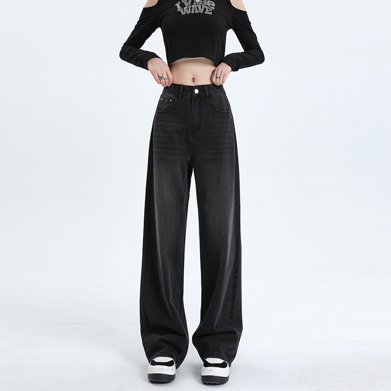 Nadrág, magas derekú, széles lábú, denim, 90–95% pamut, poliészter <30%, magas hőmérsékletű formázás, 2024 tél