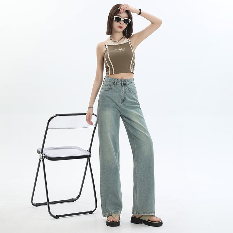 Nadrág, magas derekú, széles lábú, denim, 90–95% pamut, poliészter <30%, magas hőmérsékletű formázás, 2024 tél