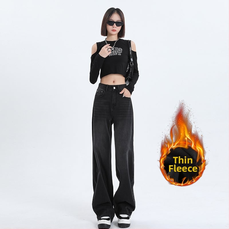 Nadrág, magas derekú, széles lábú, denim, 90–95% pamut, poliészter <30%, magas hőmérsékletű formázás, 2024 tél