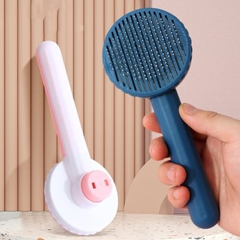 Önkitisztuló tűs fésű macskáknak és kutyáknak — szőrszálak eltávolítása, masszázs, műanyag + rozsdamentes acél