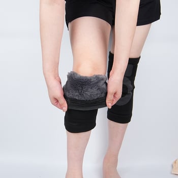 Επιγονατίδες γόνατος με ιμάντα και τεχνητή γούνα κουνελιού, fleece επένδυση για χειμερινή ζεστασιά, κατάλληλες για ποδηλασία και τρέξιμο
