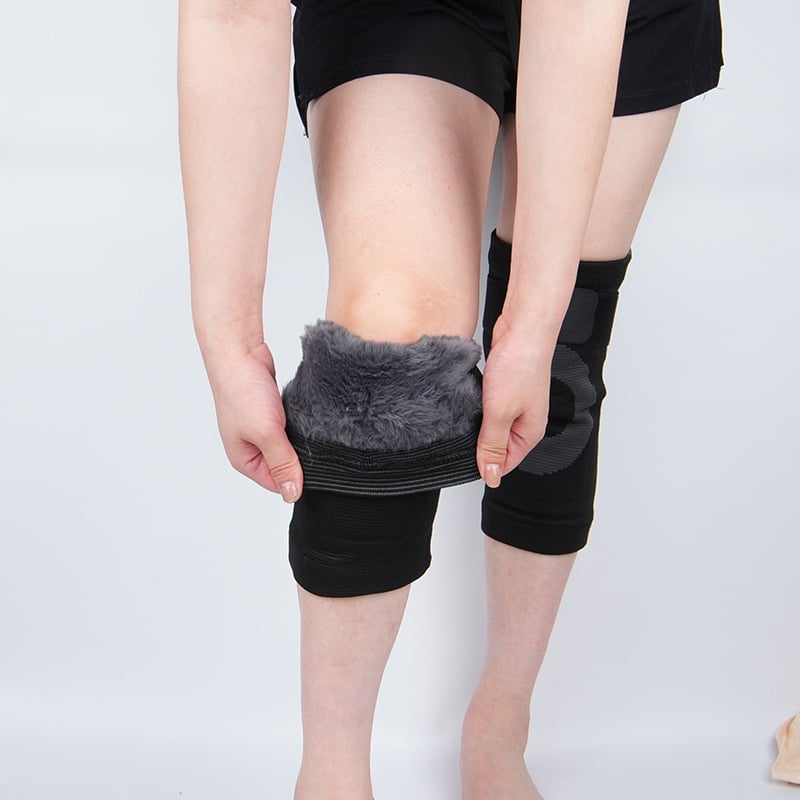 Επιγονατίδες γόνατος με ιμάντα και τεχνητή γούνα κουνελιού, fleece επένδυση για χειμερινή ζεστασιά, κατάλληλες για ποδηλασία και τρέξιμο