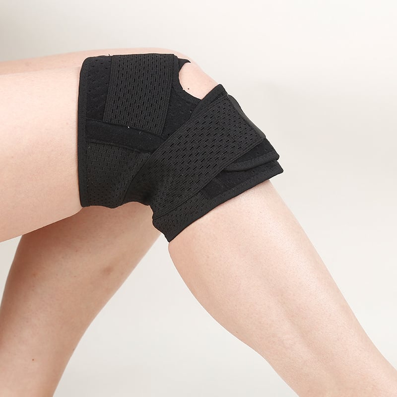 Térdkalácsos párna, pánttal – nylon testanyagból, patella és meniszka támogatás, futáshoz, kosárlabdázáshoz és hegymászáshoz