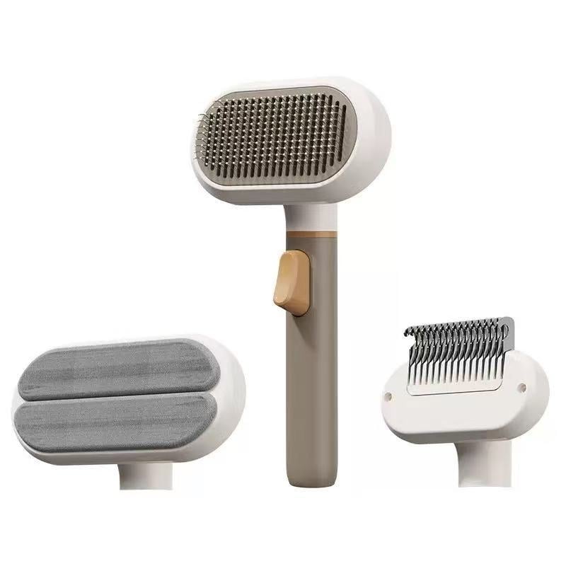 Macskatisztítási eszköz – 3 az 1-ben csomóoldó fésű, ragadós és laza szőr eltávolítása – Anyag: ABS + rozsdamentes acél