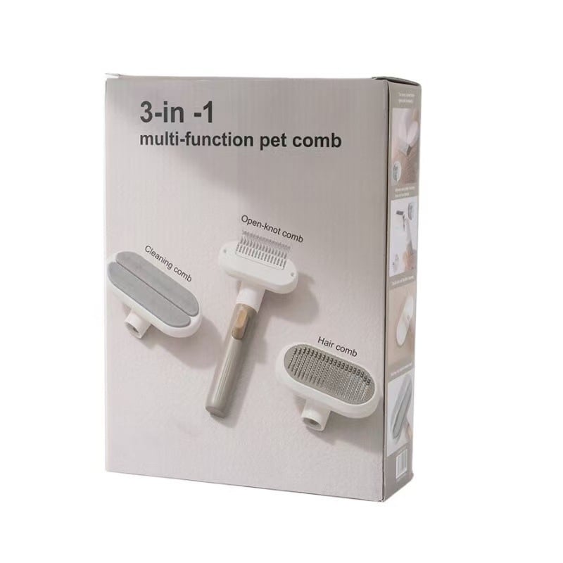 Macskatisztítási eszköz – 3 az 1-ben csomóoldó fésű, ragadós és laza szőr eltávolítása – Anyag: ABS + rozsdamentes acél