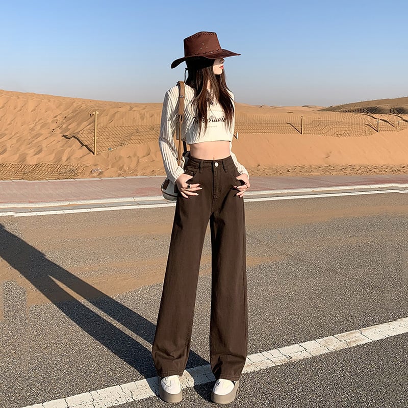 Farmernadrág, egyenes szárú, magas derekú, pamut-poliészter keverék, középmagasságú, mikroelasztikus