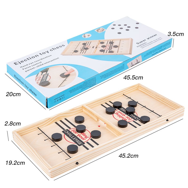 Fából készült két az egyben Flying Chess és Bounce Chess társasjáték, családi oktató játék 14 éves kortól