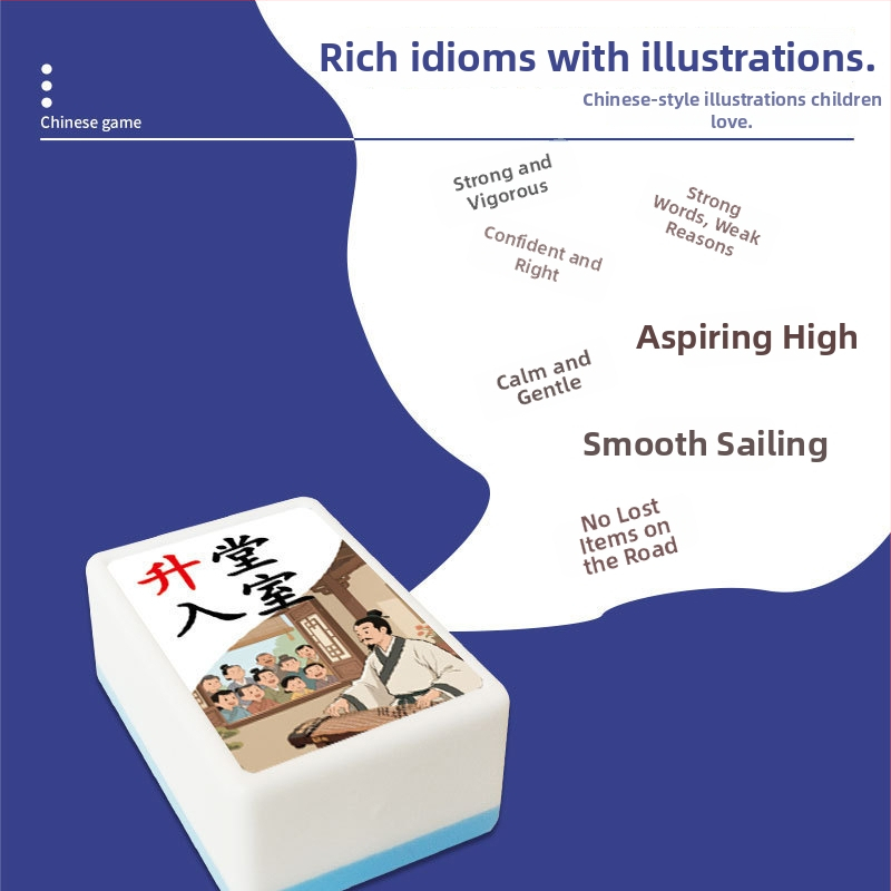 Oktatási kétfős idiom Mahjong játék gyerekeknek — interaktív családi társasjáték, műanyag, korosztály 7–14