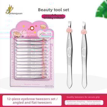 Rozsdamentes acél szemöldökcsipesz ferde hegye a szemöldök formázásához