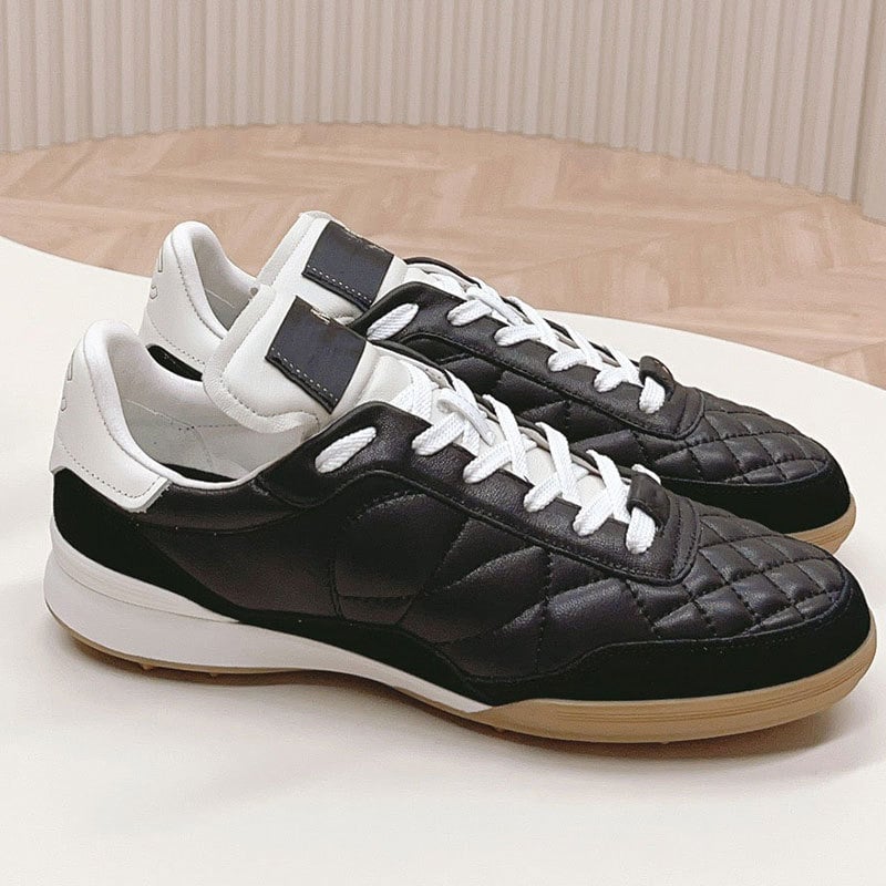 Унисекс спортни обувки от естествена кожа, кръгъл нос, връзки, диамантена шарка, гумена подметка