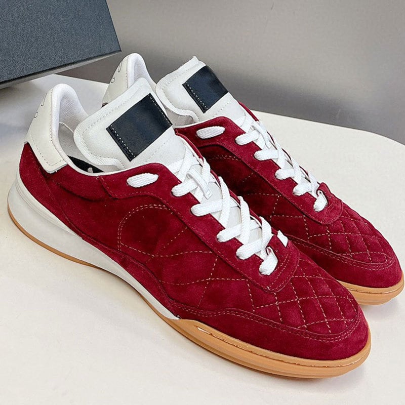 Унисекс спортни обувки от естествена кожа, кръгъл нос, връзки, диамантена шарка, гумена подметка