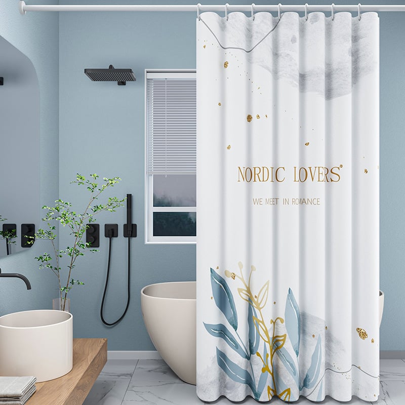 Zuhanyfüggöny készlet - vastagabb vízálló, fúrás nélküli rögzítés, penészedés és nedvességnek ellenálló, poliészter, absztrakt macska színblokkok mintával