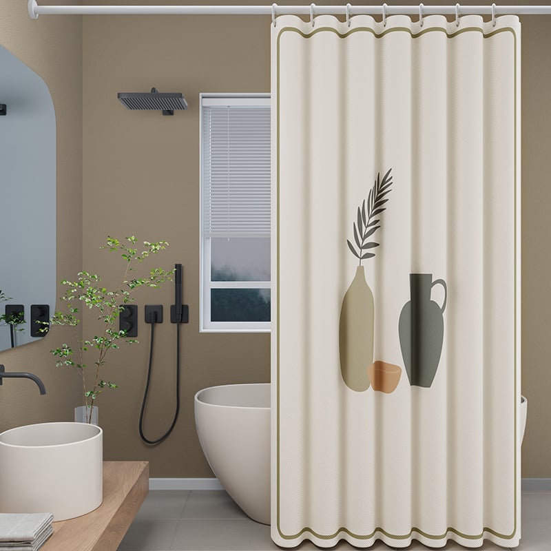 Zuhanyfüggöny készlet - vastagabb vízálló, fúrás nélküli rögzítés, penészedés és nedvességnek ellenálló, poliészter, absztrakt macska színblokkok mintával