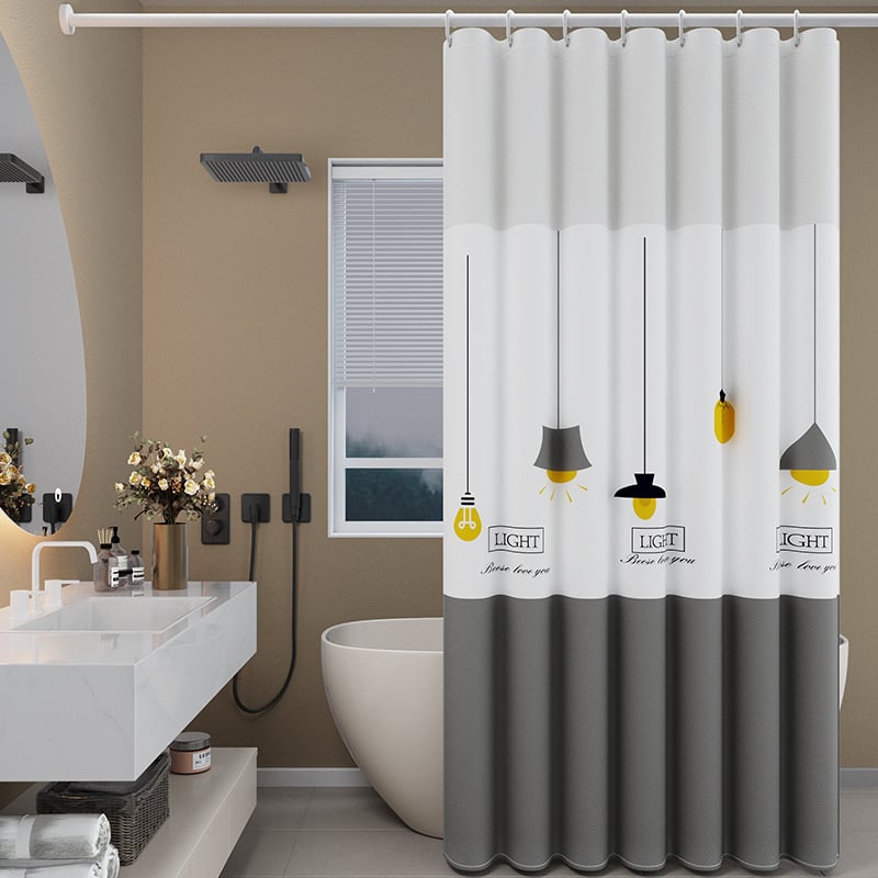 Zuhanyfüggöny készlet - vastagabb vízálló, fúrás nélküli rögzítés, penészedés és nedvességnek ellenálló, poliészter, absztrakt macska színblokkok mintával