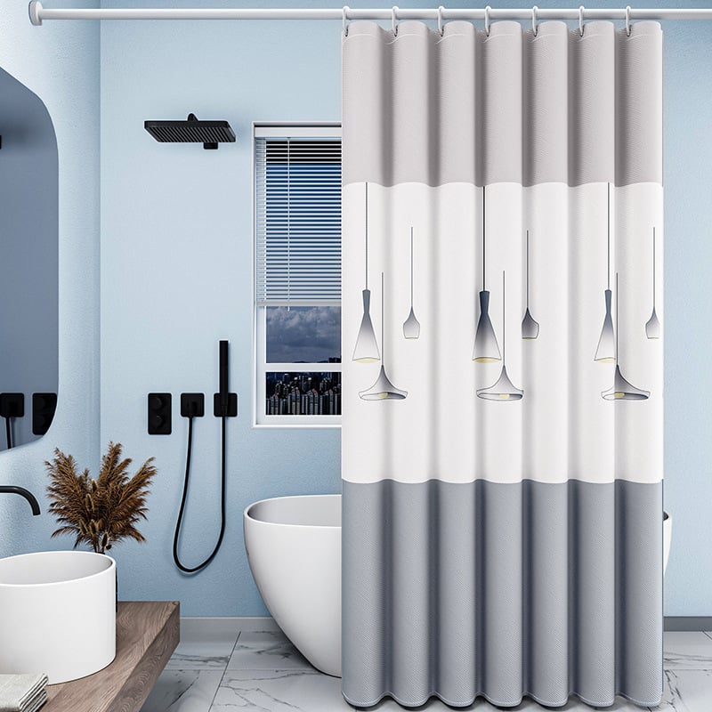 Zuhanyfüggöny készlet - vastagabb vízálló, fúrás nélküli rögzítés, penészedés és nedvességnek ellenálló, poliészter, absztrakt macska színblokkok mintával