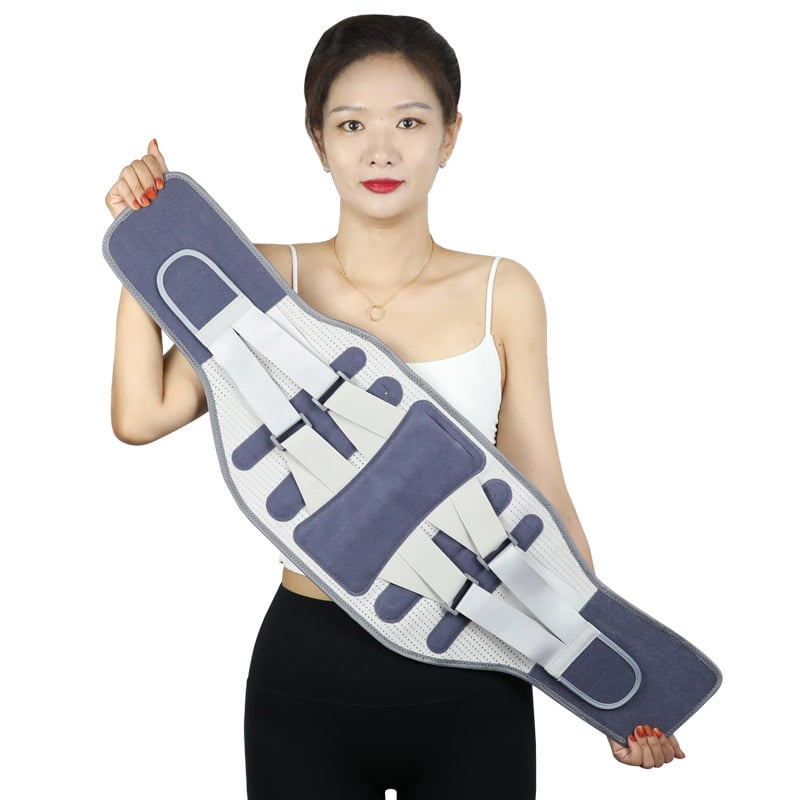 Ágyéki öv acéllemezzel, lélegző poliészterből, uniszex, hátfájdalom és porckorong-hernia támogatására, négy évszakos stabilizáló