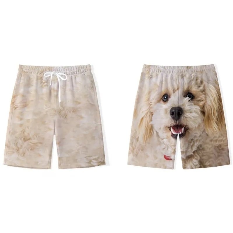 Kényelmes casual rövidnadrág karikatúra mintával, középmagas derékrész, poliészter keverék, mikroelasztikusság