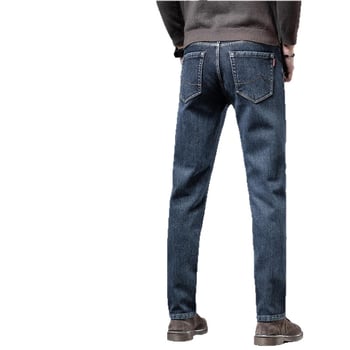 Férfi farmernadrág, koreai stílus, egyenes szabás, középmagasság, cipzár, kézzel rajzolt részlet