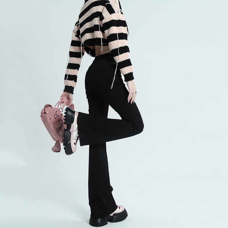 Női bootcut farmerek, magas derékkal, nagy elasztikussággal, vast denim, téli 2025