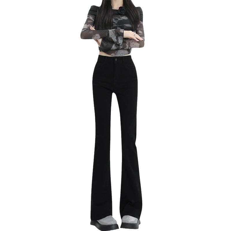 Női bootcut farmerek, magas derékkal, nagy elasztikussággal, vast denim, téli 2025