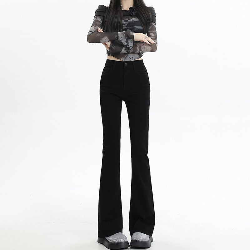 Női bootcut farmerek, magas derékkal, nagy elasztikussággal, vast denim, téli 2025