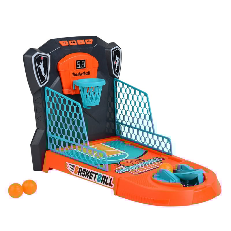 Sheng Ying műanyag mini asztali ujj-katapultos kosárdobó játék elektronikus pontozással, 4–6 éveseknek