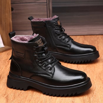 Férfi Martin bakancsok, első réteg marhabőr felsőrész, gumitalp, gyapjú belső bélés, vízálló