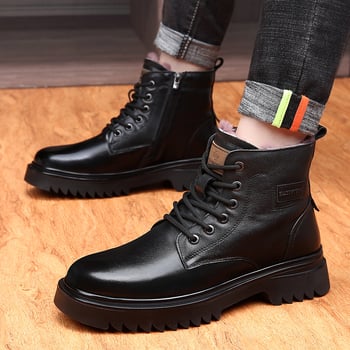 Férfi Martin bakancsok, első réteg marhabőr felsőrész, gumitalp, gyapjú belső bélés, vízálló