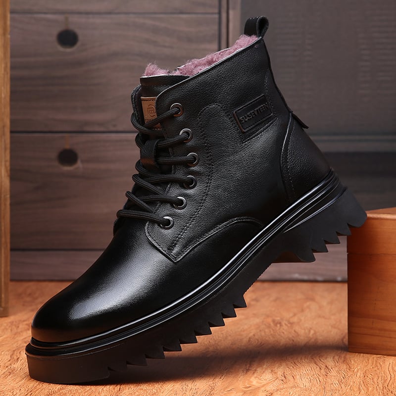 Férfi Martin bakancsok, első réteg marhabőr felsőrész, gumitalp, gyapjú belső bélés, vízálló