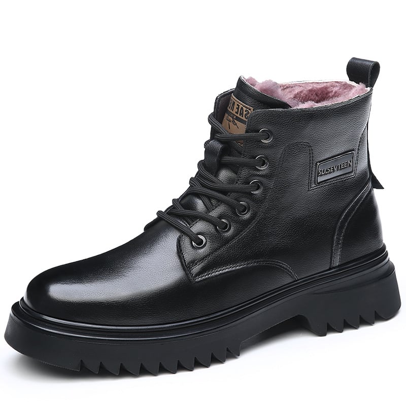 Férfi Martin bakancsok, első réteg marhabőr felsőrész, gumitalp, gyapjú belső bélés, vízálló