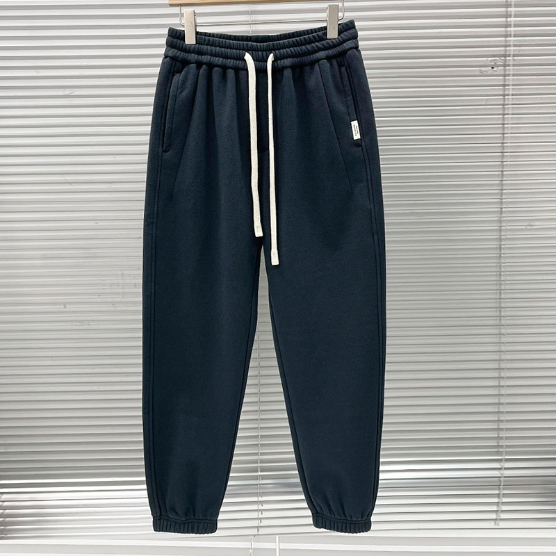 Férfi mindennapi egyenes nadrág, középmagas derekú, vast pamut, mikroelasztikus, tavasz–ősz