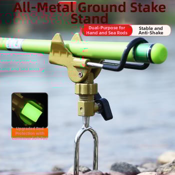 Rozsdamentes acélból készült tengeri horgászbot-tartó állvány — földre szerelhető, nem forog, nem hajtogatható, nagyobb zsákmányokhoz