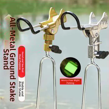 Rozsdamentes acélból készült tengeri horgászbot-tartó állvány — földre szerelhető, nem forog, nem hajtogatható, nagyobb zsákmányokhoz