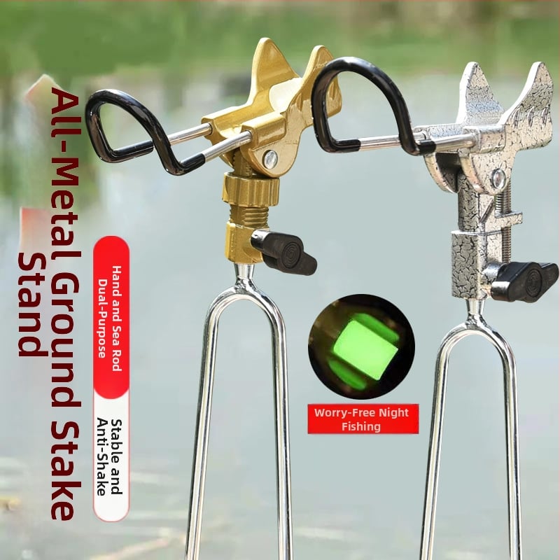 Rozsdamentes acélból készült tengeri horgászbot-tartó állvány — földre szerelhető, nem forog, nem hajtogatható, nagyobb zsákmányokhoz