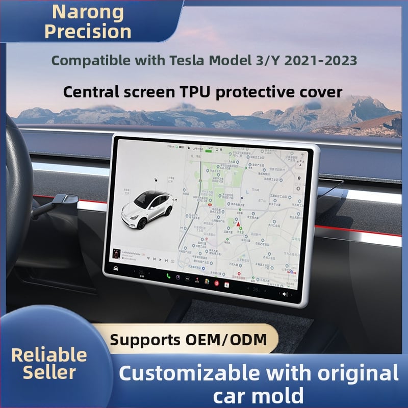 Tesla Model 3/Y központi kijelzővédő, TPU anyag, nr01 modell, Norong, testreszabható feldolgozás, nyomtatott logó