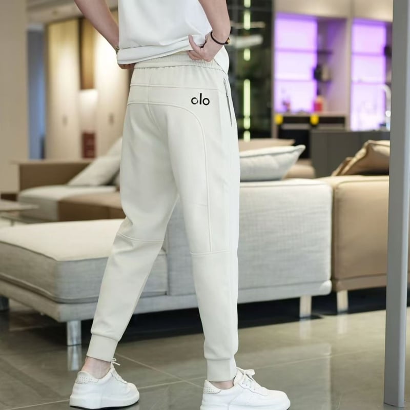 Férfi slim-fit sportos-napras nadrág csíkos mintával, magas derék, lélegző