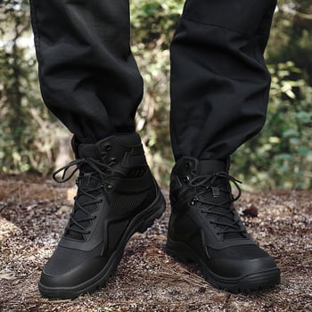 Férfi Martin bakancs - téli, felső része valódi marhabőrből, középmagas, katonai stílus, kerek orr, gumírozott talp