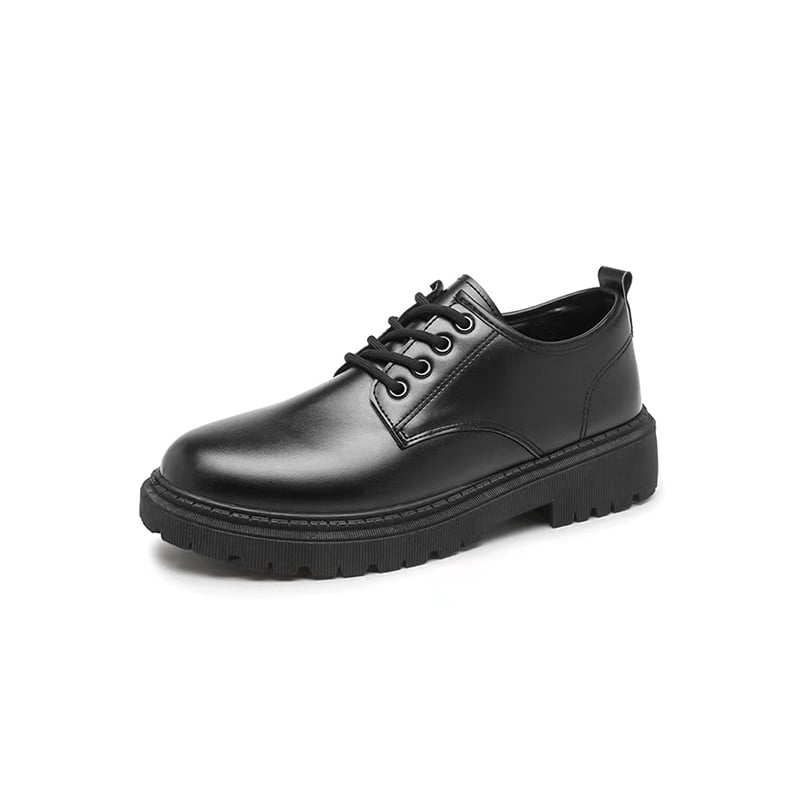 Férfi bőrből készült csizma PU felsőrész, gumírozott talppal, 3–5 cm sarokmagasság, középmagas szár, derby stílusú hétköznapi csizma