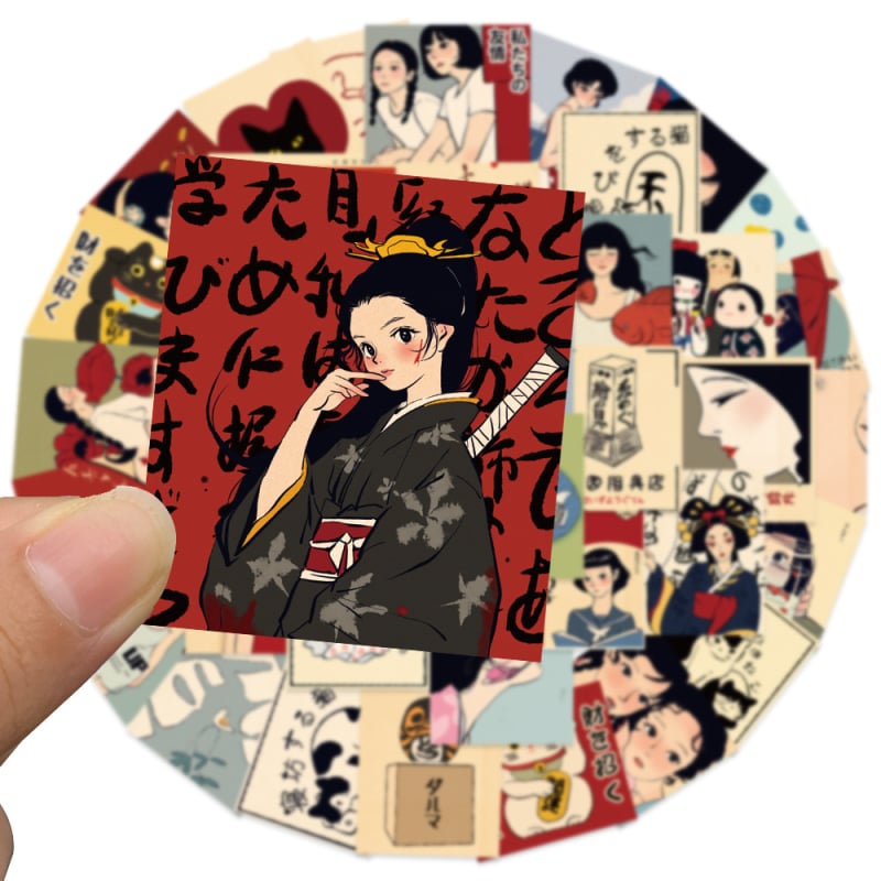 Tu Yu 50 vízálló DIY matricák japán stílusban telefontokokhoz, bőröndökhöz és jegyzetfüzetekhez