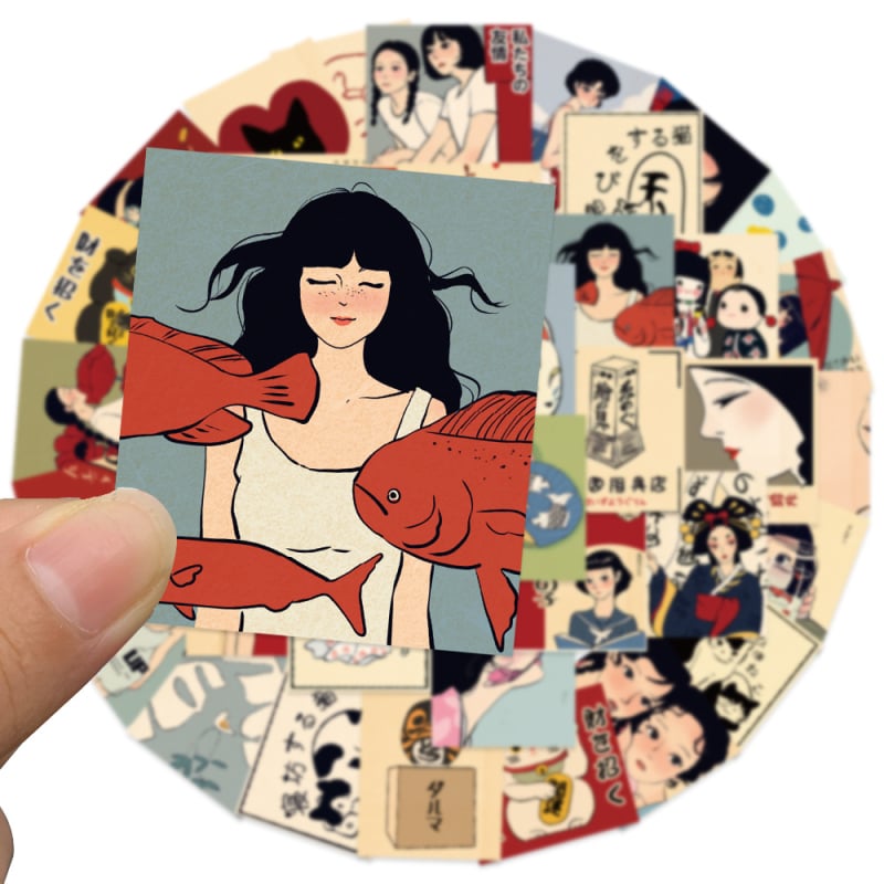 Tu Yu 50 vízálló DIY matricák japán stílusban telefontokokhoz, bőröndökhöz és jegyzetfüzetekhez