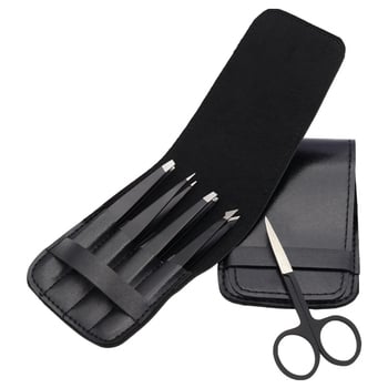 Rozsdamentes acél szemöldökcsipesz készlet, 4 darabos: szemöldökcsipesz, szemöldökolló és vágóeszközök