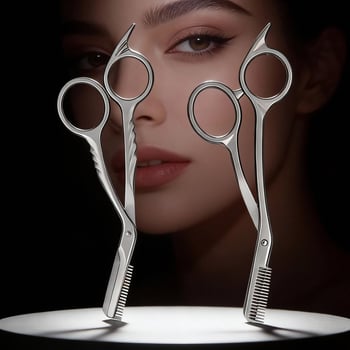 Baifei Kétfunkciós szemöldökolló, rozsdamentes acélból, modell H10/H15, szemöldökolló és fésű, nemzetközi export